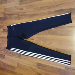 Adidas Black with White Striped Athletic Climalite Leggings, Size Medium
